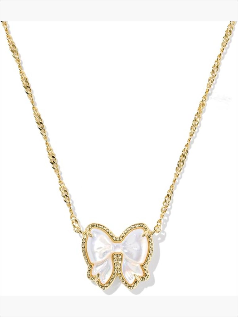 Gold Plated Brass Pendant Necklace With Mother Of Pearl